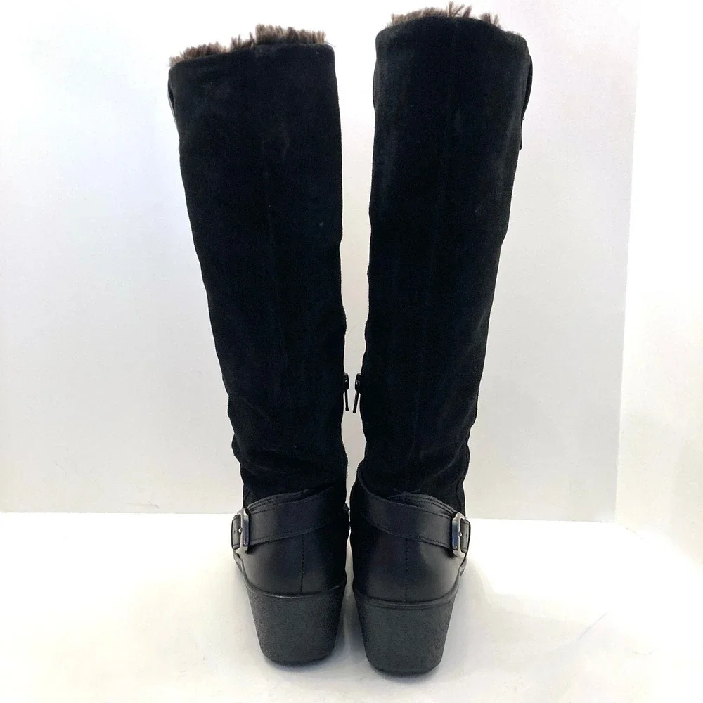Hotter Suede Winter Boots Leather Faux Fur Felt Lined UK 6 US‎ Womens 8